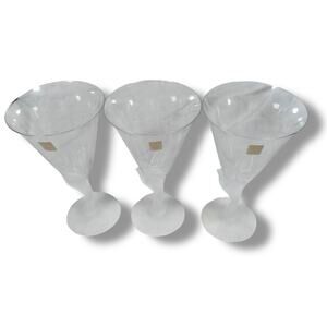 Sasaki Wings Crystal Water‎ Goblets 7.5" White Design Elegant Glassware Set of 3